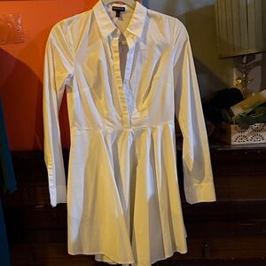 Express Elegant White Long Sleeve Dress